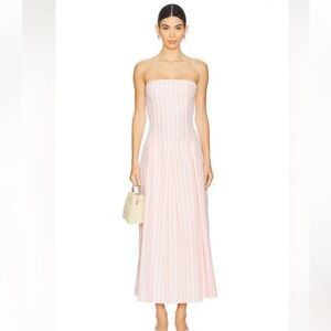 Adley Strapless Pink Gingham Maxi Dress